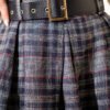 Checked Pattern Belted Skirt Navy Blue wholesale skirt view 4 - Hicabistan Turkey factory