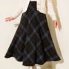 Plaid Flared Wool Skirt