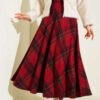 Plaid Flared Wool Skirt Red wholesale skirt - Hicabistan Turkey factory