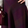 Plaid Flared Wool Skirt Plum en gros skirt view 4 - Hicabistan usine Turquie