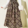 Checkered Wrap Skirt Khaki