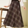 Gingham Elastic Waist Flared Skirt