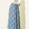 Checkered Belted Chiffon Skirt Indigo all'ingrosso skirt view 3 - Hicabistan fabbrica Turchia
