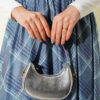 Checkered Belted Chiffon Skirt Indigo all'ingrosso skirt view 4 - Hicabistan fabbrica Turchia