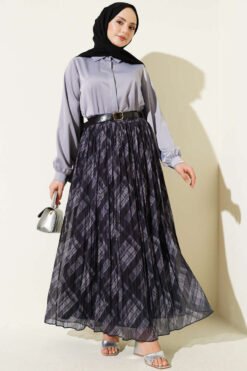 Alternatieve weergave van Checkered Belted Tulle Flared Skirt