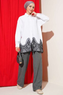 Skirt White groothandel shirt view 2 - Hicabistan Turkije fabriek