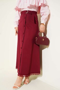 Skirt Burgundy wholesale skirt - Hicabistan Turkey factory