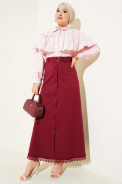 Skirt Burgundy wholesale skirt view 2 - Hicabistan Turkey factory