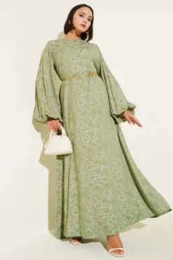 Ethnic Pattern Detailed Belted Dress