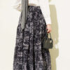 Ethnic Pattern Layered Chiffon Skirt Black all'ingrosso skirt view 3 - Hicabistan fabbrica Turchia