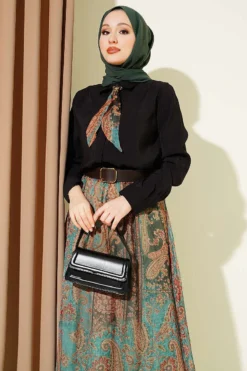 Alternative view of Ethnic Patterned Chiffon Skirt Set Black