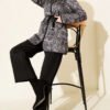 Ethnic Patterned Tie-Up Two-Piece Set Black