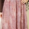Ethnic Patterned Belted Chiffon Skirt Mink al por mayor skirt view 4 - Hicabistan fábrica Turquía