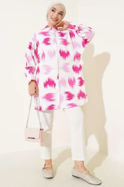 Alternative view of Brush Patterned Cuff Shirt Fuchsia