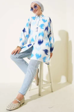 Alternative view of Brush Patterned Cuff Shirt Blue