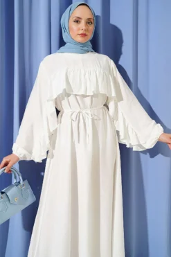 Alternative view of Ruffle Strap Tie Waist Dress Ecru