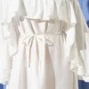 Ruffle Strap Tie Waist Dress Ecru wholesale dress view 4 - Hicabistan Turkey factory