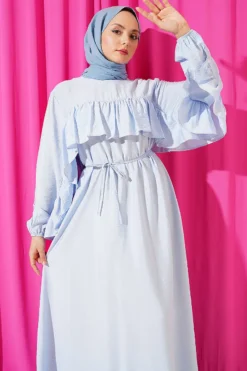 Alternative view of Ruffle Strap Tie Waist Dress Blue