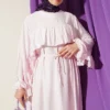 Ruffle Strap Tie Waist Dress Pink al por mayor dress view 2 - Hicabistan fábrica Turquía
