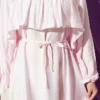 Ruffle Strap Tie Waist Dress Pink al por mayor dress view 4 - Hicabistan fábrica Turquía