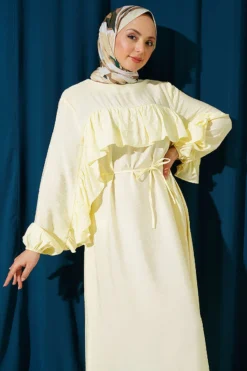Alternative view of Ruffle Strap Tie Waist Dress Yellow