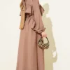 Ruffle Strap Tie Waist Dress Mink بالجملة dress view 3 - Hicabistan مصنع تركيا