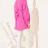 Ruffled Baby Collar Tie Shirt Fuchsia wholesale shirt view 3 - Hicabistan Turkey factory