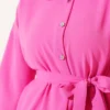 Ruffled Baby Collar Tie Shirt Fuchsia wholesale shirt view 4 - Hicabistan Turkey factory