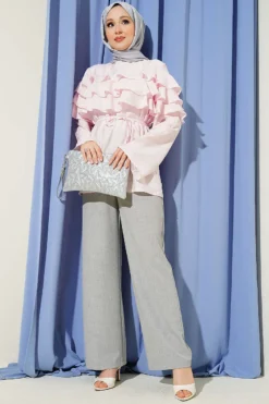 Vista alternativa de Ruffled Tie Waist Tunic Pink