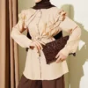 Ruffled Double Sailor Collar Shirt Beige