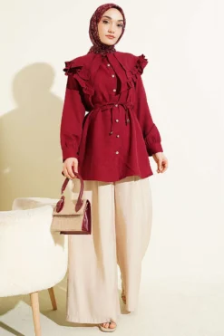 Alternative view of Ruffled Double Sailor Collar Shirt Burgundy