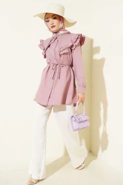 Alternative view of Ruffled Double Sailor Collar Shirt Powder Pink