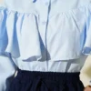 Ruffled Cape Detailed Short Shirt Blue groothandel shirt view 4 - Hicabistan Turkije fabriek