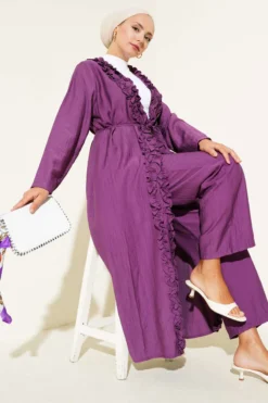 Alternative view of Ruffled Long Cardigan Two-Piece Set