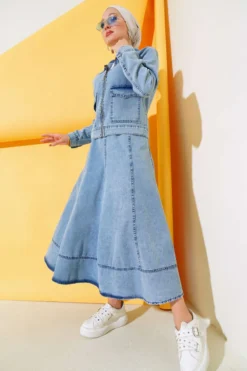 Zippered Pocket Denim Set