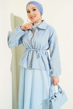 Alternative view of Zippered Floral Skirt Set Baby Blue
