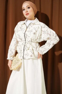 Alternative view of Zippered Floral Skirt Set Ecru