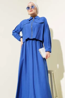 Alternative view of Zip-Up Elastic Waist Cardigan Dress Set