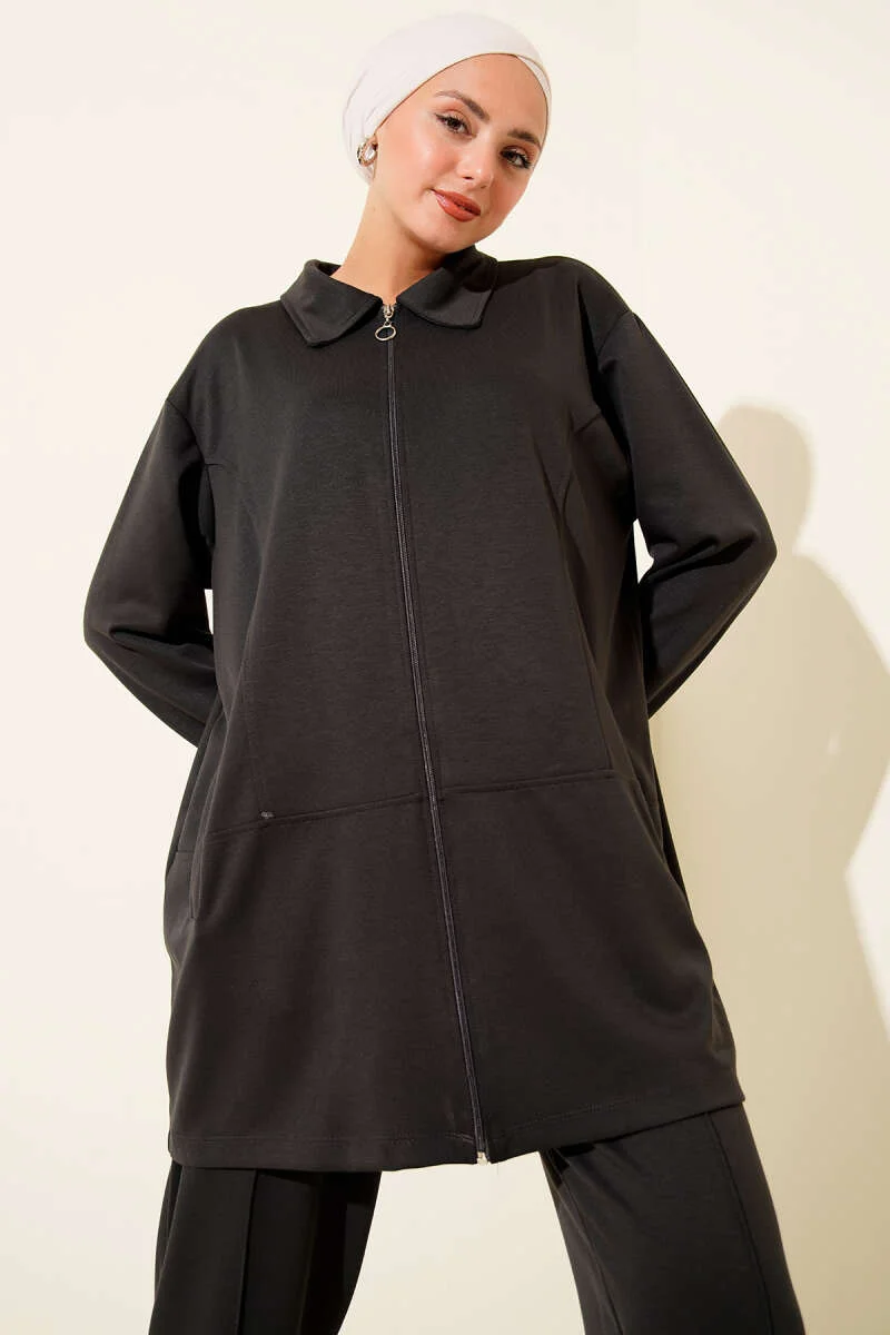 Zippered Pocket Two-Piece Set en gros clothing set view 2 - Hicabistan usine Turquie
