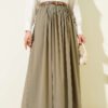 Zippered Belted Gathered Skirt بالجملة skirt - Hicabistan مصنع تركيا