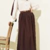 Zippered Belted Gathered Skirt Brown بالجملة skirt view 2 - Hicabistan مصنع تركيا