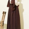 Zippered Belted Gathered Skirt Brown بالجملة skirt view 3 - Hicabistan مصنع تركيا