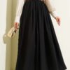 Zippered Belted Gathered Skirt Black بالجملة skirt - Hicabistan مصنع تركيا