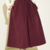 Zipped Belted Poplin Skirt Plum