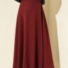 Zippered Tencel Flared Skirt Burgundy بالجملة skirt view 3 - Hicabistan مصنع تركيا