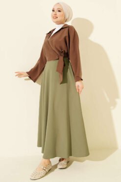Zippered Tencel Flared Skirt wholesale skirt view 2 - Hicabistan Turkey factory