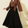 Zippered Tencel Flared Skirt Black wholesale skirt view 2 - Hicabistan Turkey factory
