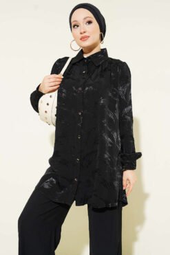 منظر بديل لـ Brush Pattern Jacquard Two-Piece Set Black