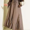 Ruffled Detail Elastic Waist Skirt Mink groothandel skirt - Hicabistan Turkije fabriek