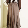 Ruffled Detail Elastic Waist Skirt Mink al por mayor skirt view 3 - Hicabistan fábrica Turquía